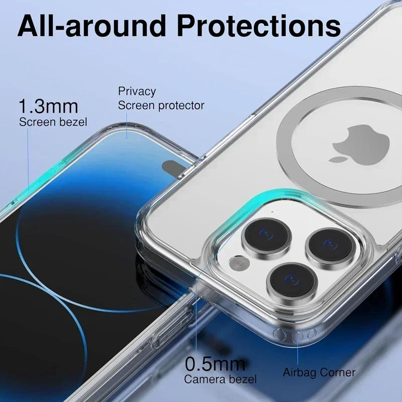 VYROX Coque Magnétique Transparente MagSafe – Protection iPhone 11 12 13 14 15 16 17
