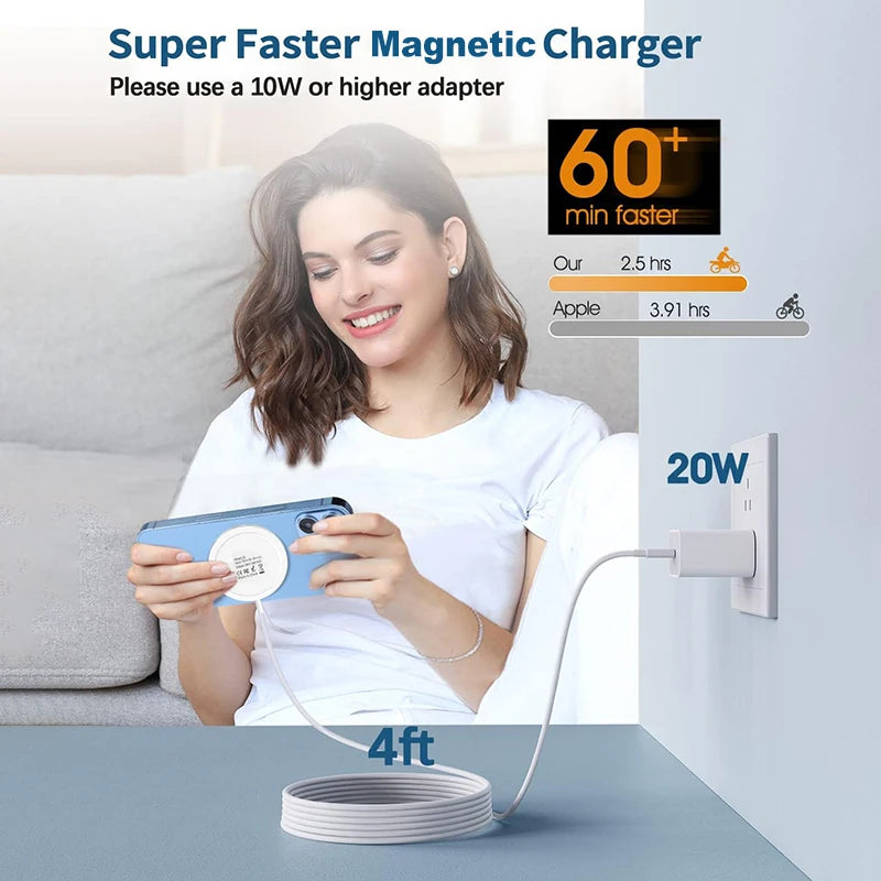 VYROX Chargeur Sans Fil MagSafe – Recharge Rapide iPhone 12 au 16 & AirPods