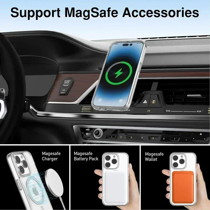 VYROX Coque Magnétique Transparente MagSafe – Protection iPhone 11 12 13 14 15 16 17